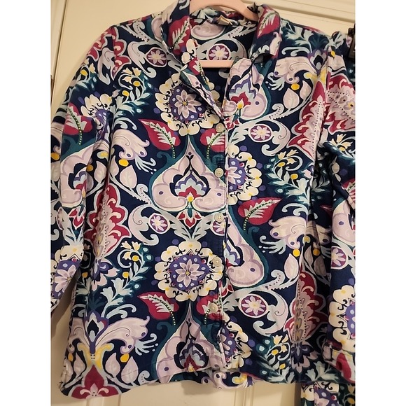 Pottery Barn Teen Size Medium Fuschia Floral Paisley Flannel 2 Piece Pajama Set - Picture 2 of 9
